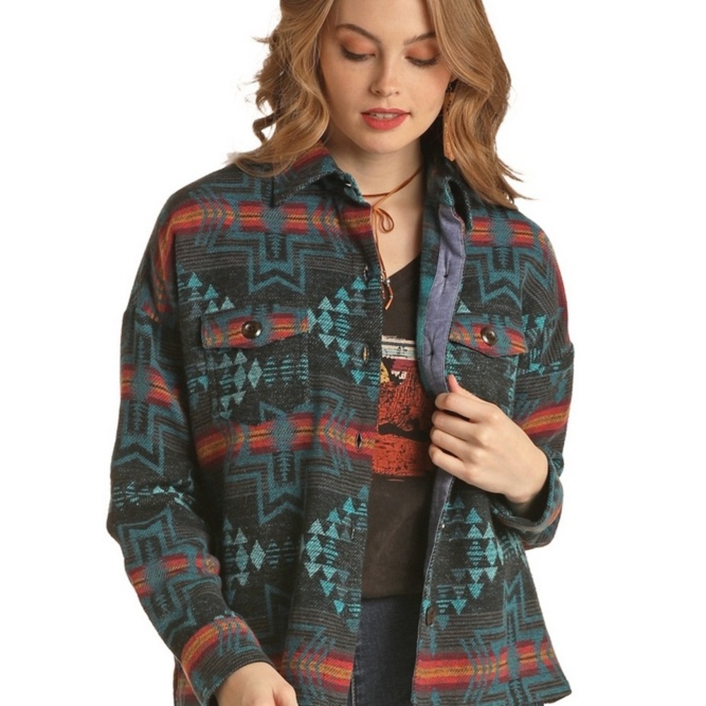 Rock & Roll Cowgirl Aztec Trench Coat